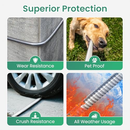 Cesun Metal Water Hose 50 ft, Outdoor Heavy Duty Garden Hose, Flexible, No Kink and Lightweight Stainless Steel Garden Hose for RV, Outdoor, Yard, Lawn, 50 foot x 5/8", Female to Male - Image 3