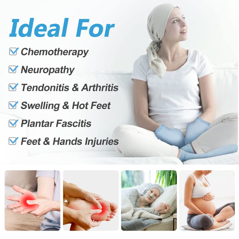 RelaxCoo Chemo Cold Therapy Socks & Hand Ice Pack Gloves for Chemotherapy Neuropathy, Chemo Care Package for Women and Men, Plantar Fasciitis, Carpal Tunnel, Arthritis Hand Feet Pain Relief, S/M - Image 2