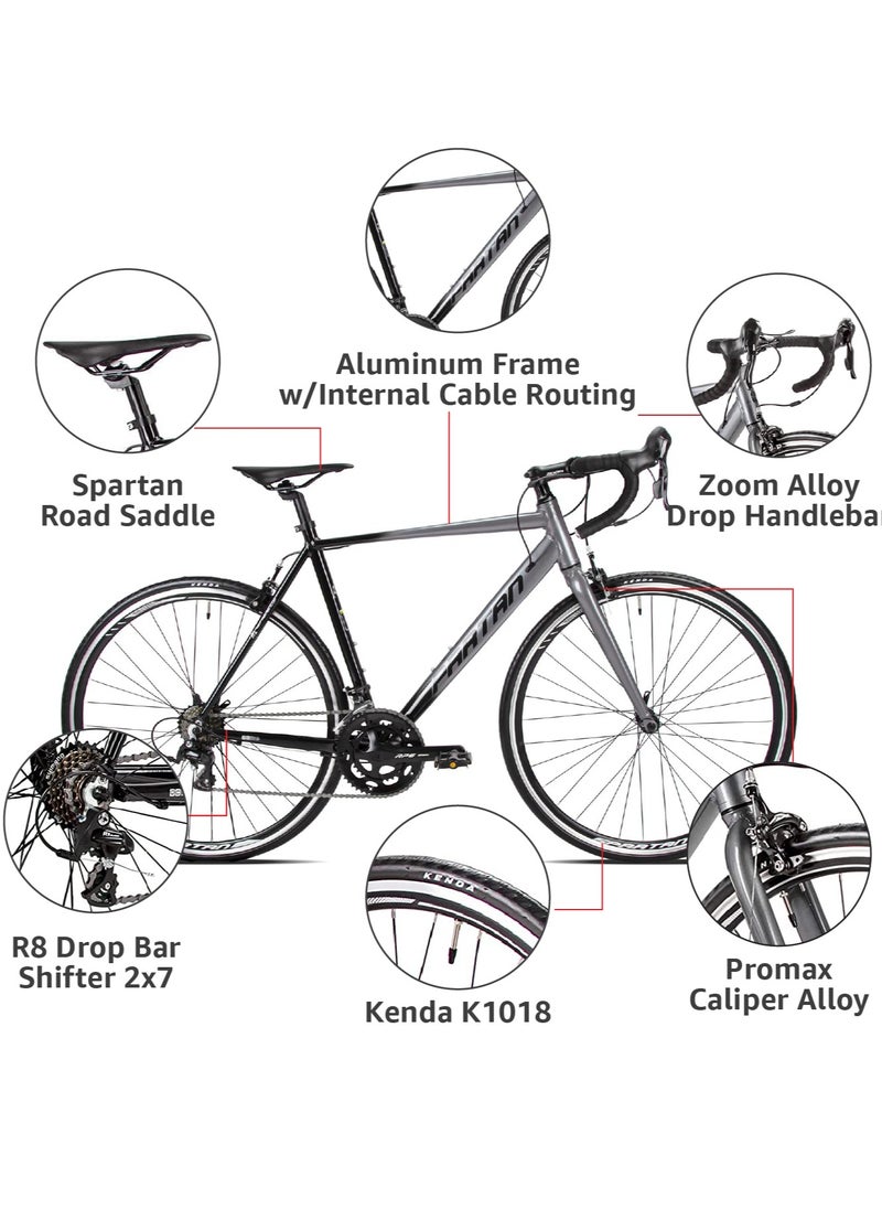 Spartan 700C Peloton Road Bicycle | Alloy Frame Road Bike | Light Weight Cycle | Fitness Road Bicycles | Size - Small (52Cm) Shadow Black  - Image 3