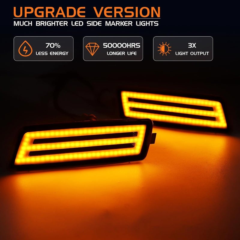FetonAuto Smoked Lens Amber LED Side Marker Lights - Image 2