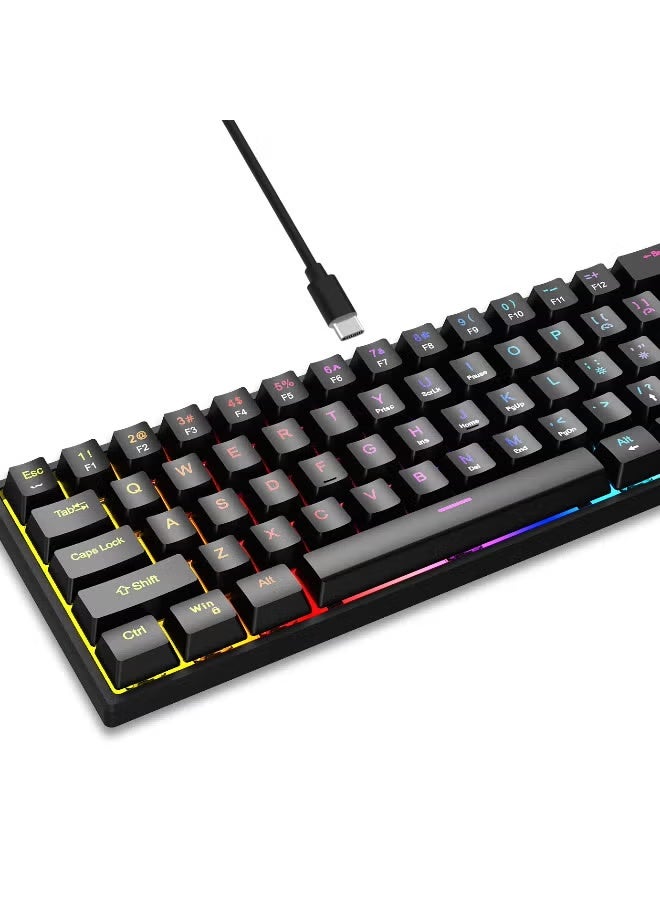 Gigamax GM800 60% Mechanical Gaming Keyboard with Blue Clicky Switches – Compact 61 Keys with RGB Backlight for Gaming & TypingPortable Wired Keyboard with Arabic & English Layout – Ergonomic Design, USB-C Plug & Play for PC, Laptop & Windows - Image 2
