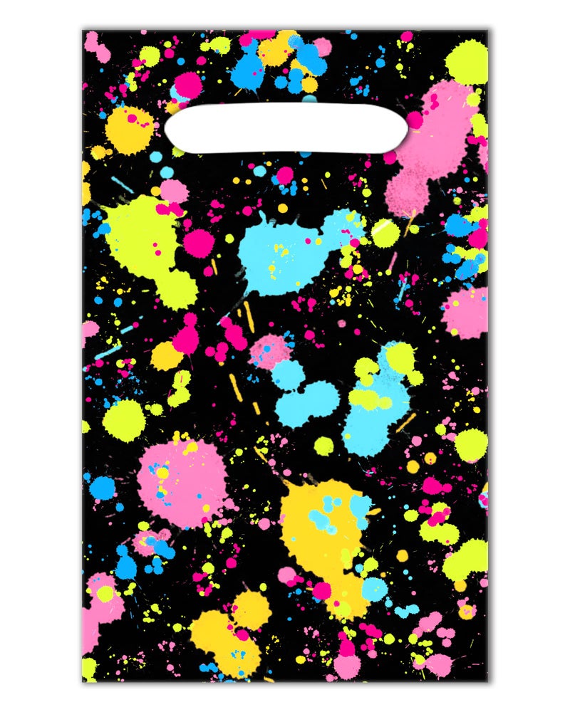 Vusnud 50Pcs Neon Letâ€™s Glow in Dark Candy Goodie Treat Plastic Bags for Birthday Party Decorations - Image 1