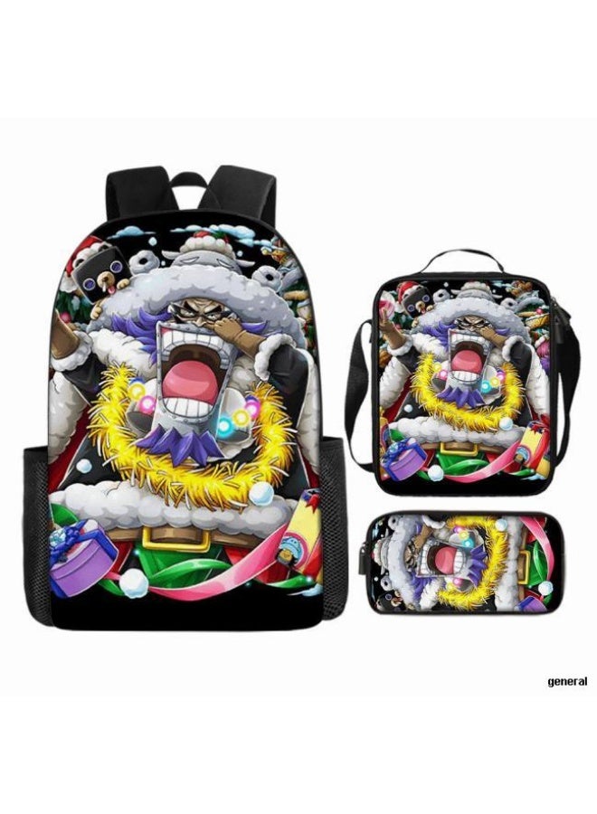 general The latest universal cartoon printed three piece practical bag combination (suitable for students, children, friends, outings, mountain climbing, etc.) - Image 1