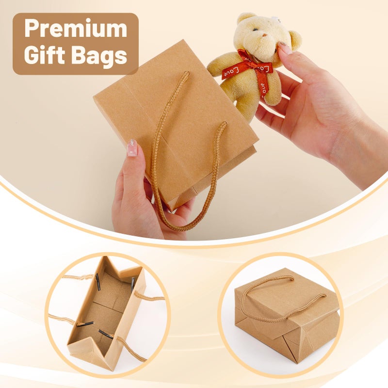 CLRBEATTY 24 Pcs Extra Small Gift Bags, 3.9 x 4.7 x 2.4 Inch Mini Kraft Paper Gift Bags with Handles for Wedding, Birthday, Baby Shower, Party Favors - Image 3