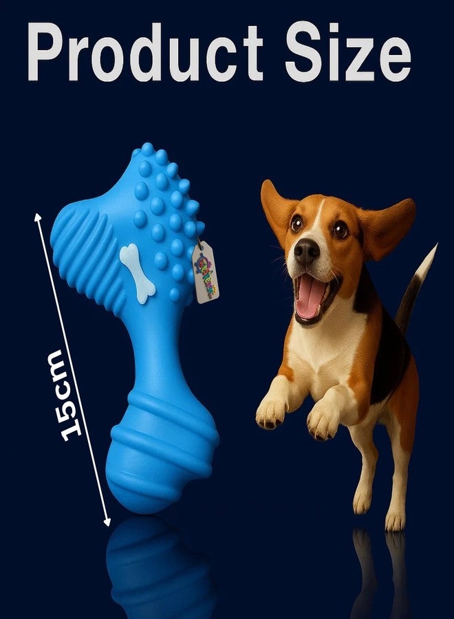 Western Era Bone Shape Squeaky Dog Toy | Durable Rubber Chew Toy with Squeaker for Dogs | Textured Design with Soft Spikes, Ridges & Grip | Play Toy for Dental Cleaning, Teething, Training (Type 1) - Image 3