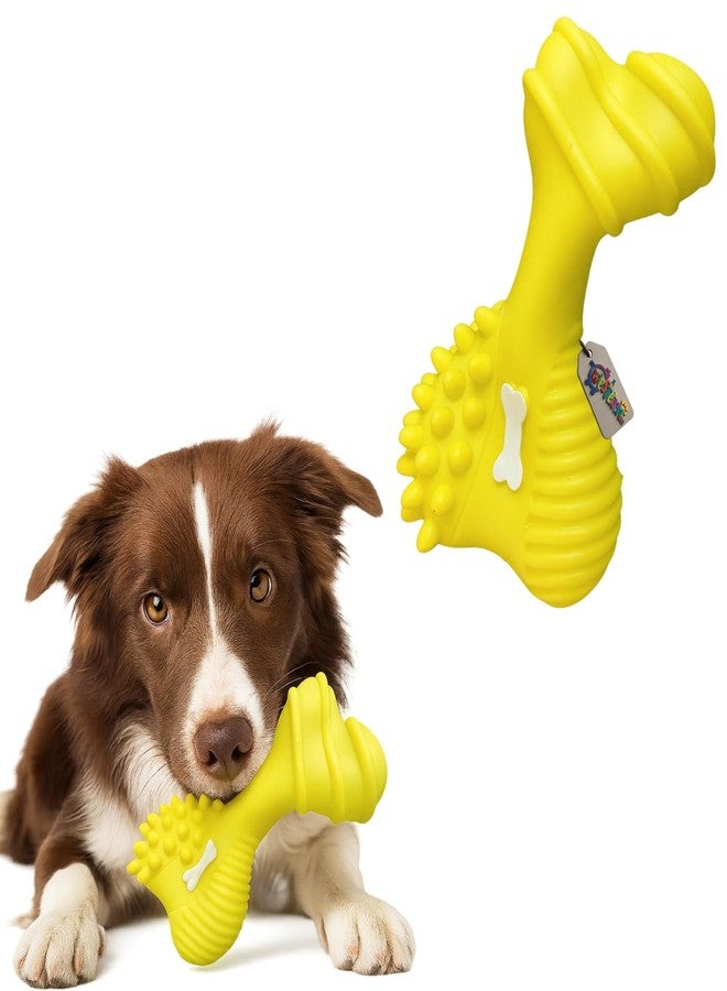 Western Era Bone Shape Squeaky Dog Toy | Durable Rubber Chew Toy with Squeaker for Dogs | Textured Design with Soft Spikes, Ridges & Grip | Play Toy for Dental Cleaning, Teething, Training (Type 1) - Image 1