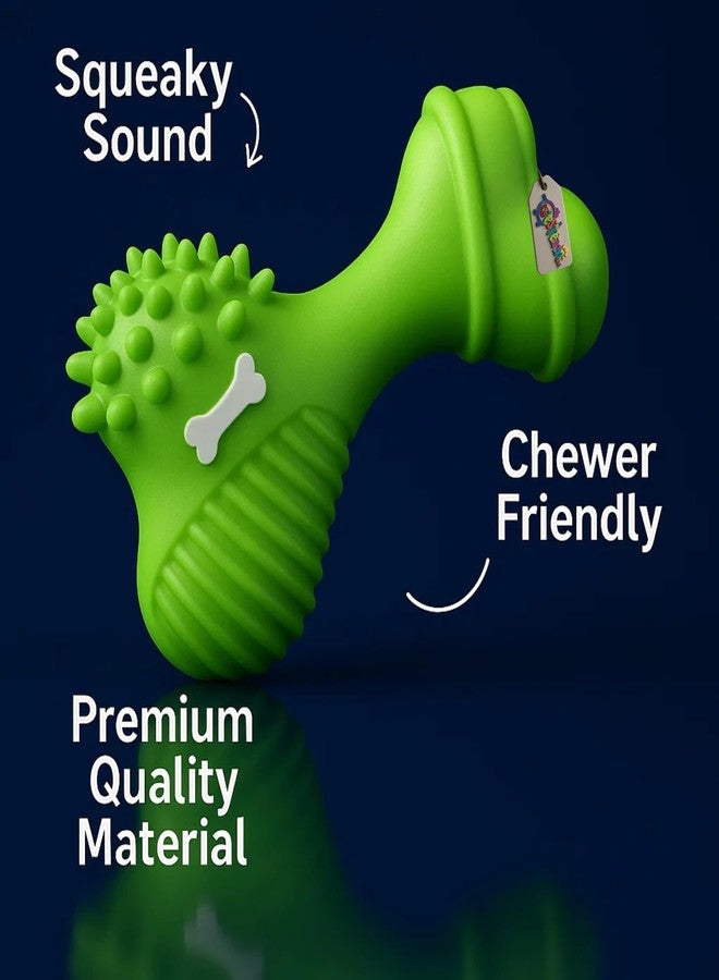 Western Era Bone Shape Squeaky Dog Toy | Durable Rubber Chew Toy with Squeaker for Dogs | Textured Design with Soft Spikes, Ridges & Grip | Play Toy for Dental Cleaning, Teething, Training (Type 1) - Image 4