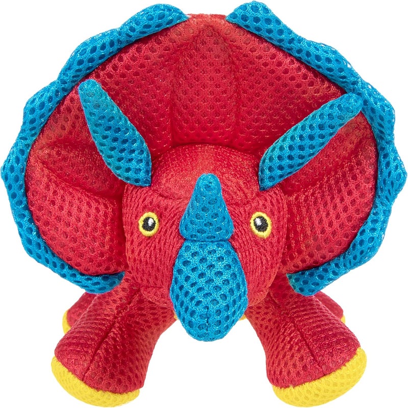goDog Double Chew Guard Mesh Dinos Frills Squeaky Dog Toy - Red, Small - Image 2