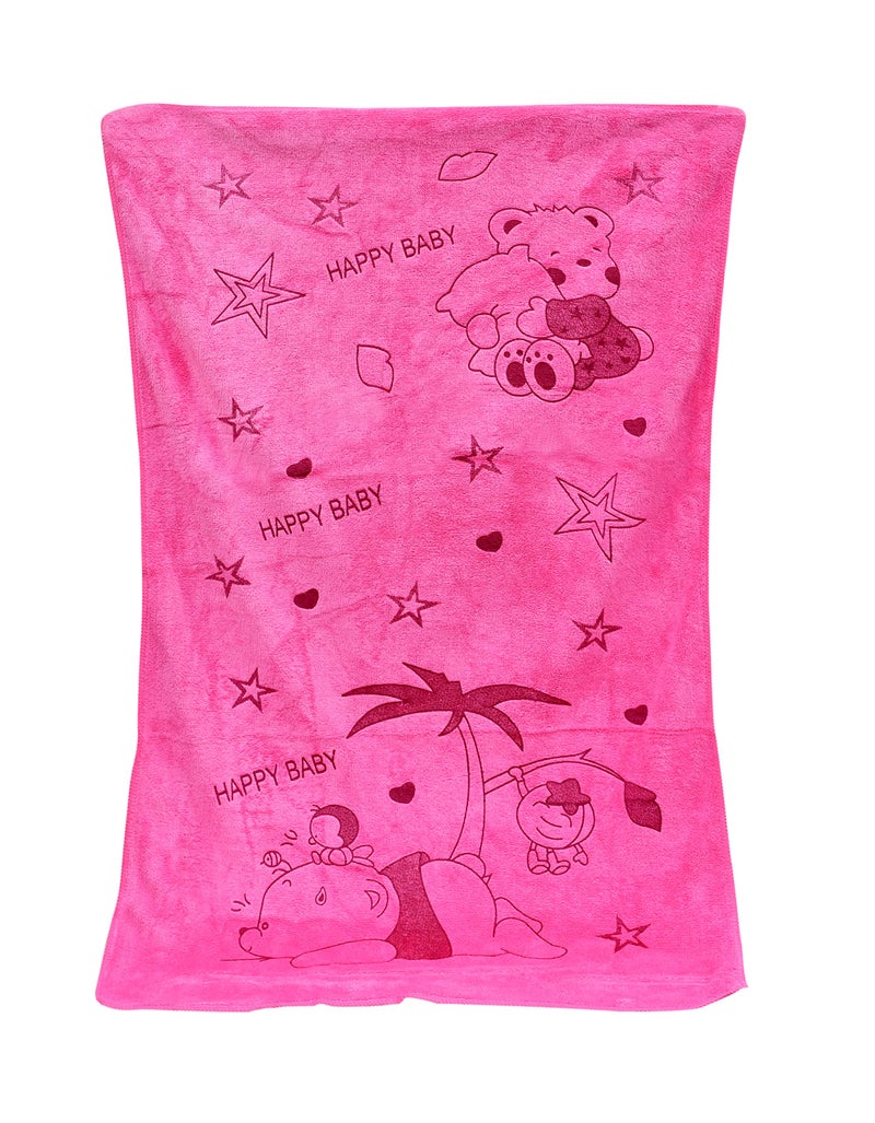 THE LITTLE LOOKERS® Towel for Newborn/Baby/Kids| Super Soft Baby Bath Towel Set for Infants/Bathing Accessories (Dark Pink, Small(46X84cm)) - Image 1