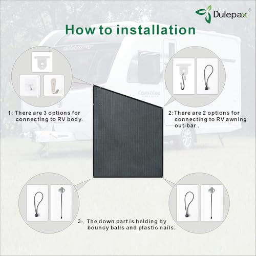 Dulepax RV Awning Side Shade- 9'X7' -Second Generation RV Awning Side Shade Screen Significantly Improves Shadew and Privacy.Universal RV Awning Shade Screen with Complete Kits. - Image 2