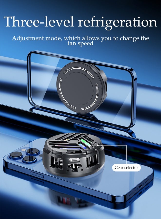 DUNISO Phone Cooler Mobile Phone Magnetic Cooler Portable RGB Cooling Fan Cellphone Radiator with 3 Speed Adjustable Lightweight Cooling Semiconductor Heatsink Cooling for Tiktok Live Streaming, Outdoor Vlog, Mobile Gaming  - Image 2