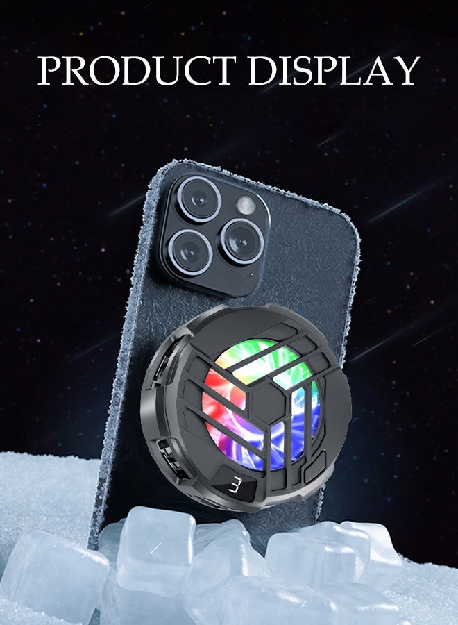 DUNISO Phone Cooler Mobile Phone Magnetic Cooler Portable RGB Cooling Fan Cellphone Radiator with 3 Speed Adjustable Lightweight Cooling Semiconductor Heatsink Cooling for Tiktok Live Streaming, Outdoor Vlog, Mobile Gaming  - Image 3