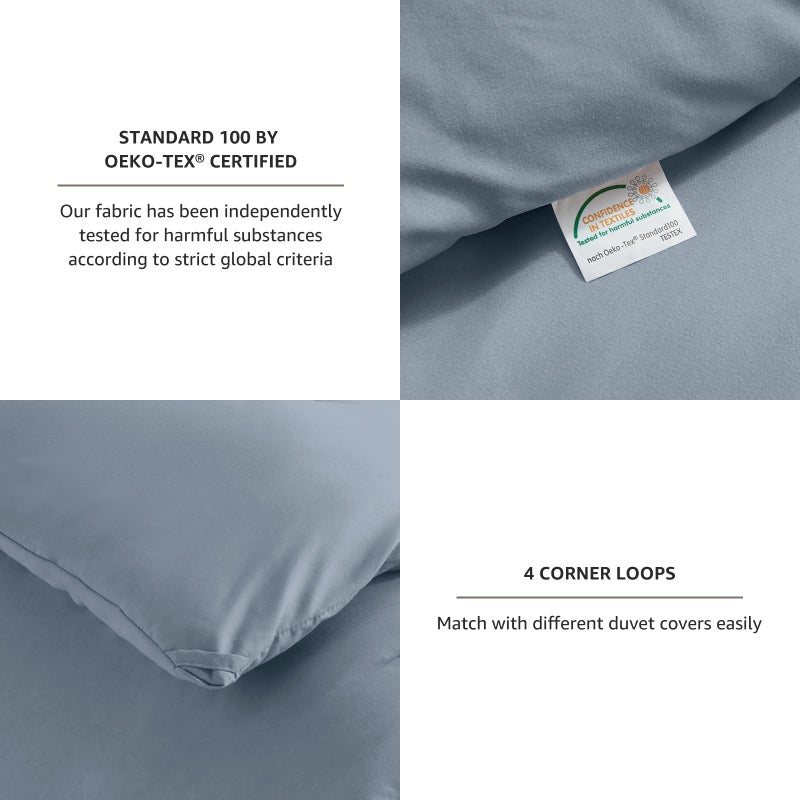 CozyLux Grayish Blue Comforter Set Full Size  3 Pieces Solid Breathable Quilted Boho Style Bedding Sets  Luxury Fluffy Soft Microfiber Comforter for All Season(1 Comforter & 2 Pillowcases) - Image 4