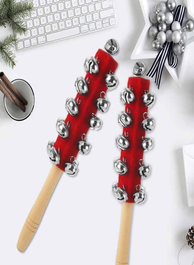 LOLYSIC 6 Pack Christmas Hand Jingle Bells Wooden Handle Sleigh Bells Christmas Stick Jingle Bells Shaker Rattle Musical Percussion Handheld Bells Holiday Xmas Gifts - Image 5