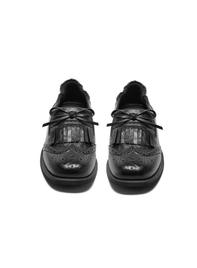 St&Sat Versatile Bow Loafers British Style Brogues Women's Shoes Retro Lightweight Commuter Shoes Elegant Jk Uniform Shoes - Image 4