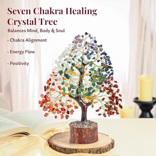 HindCraft 7 Chakra Crystal Tree Showpiece for Positive Energy & Spiritual Vibes | Stone Tree for Home & Living Room Décor | Ideal Wedding & Housewarming Gift - Image 4