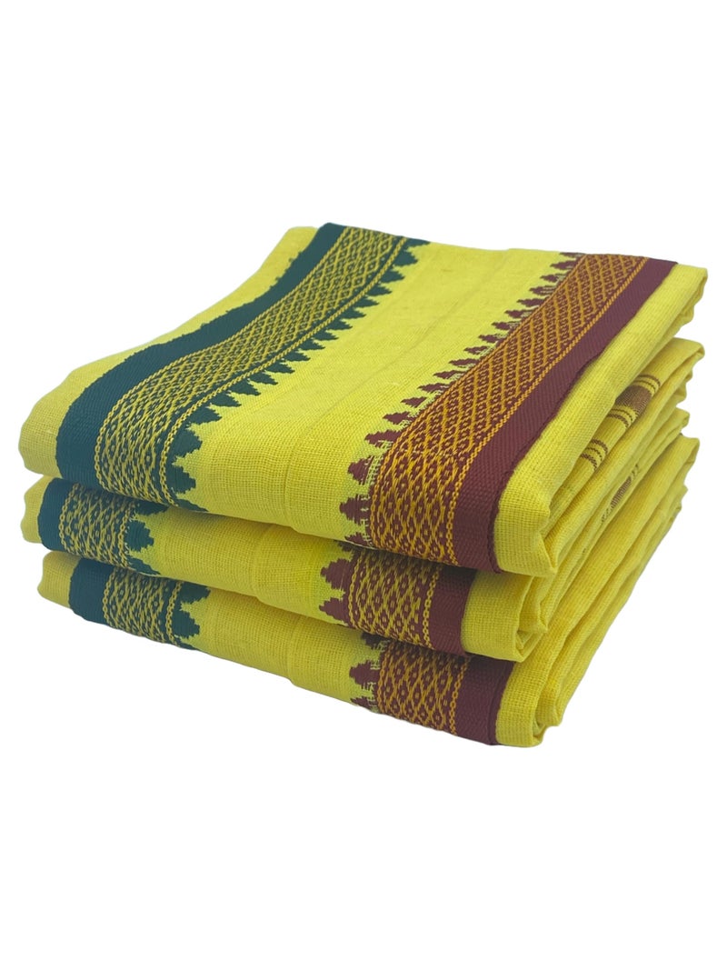 PatPug Cotton Towels for Prayer, High Absorption, Lightweight, Machine Washable, Set of 1 (Thalpati Yellow, 1.00, Count) - Image 1