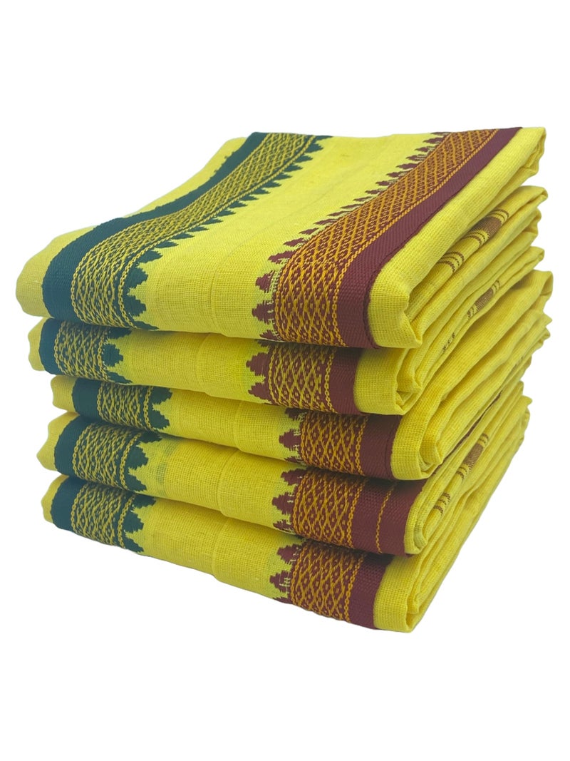 PatPug Cotton Towels for Prayer, High Absorption, Lightweight, Machine Washable, Set of 1 (Thalpati Yellow, 1.00, Count) - Image 2
