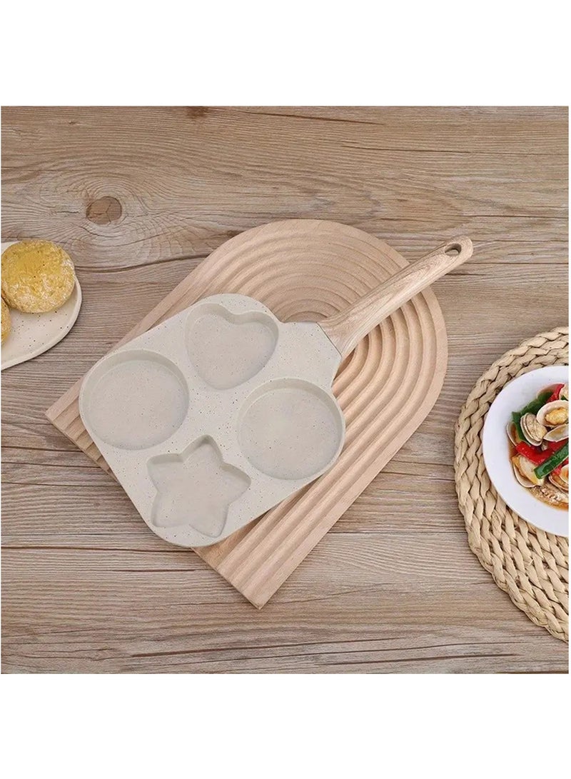 Sun, Moon And Stars Household Multifunctional Four-holeFrying Pan Three-in-one Non-stick Breakfast Pan Portable Medical Stone Frying Pan, White - Image 1