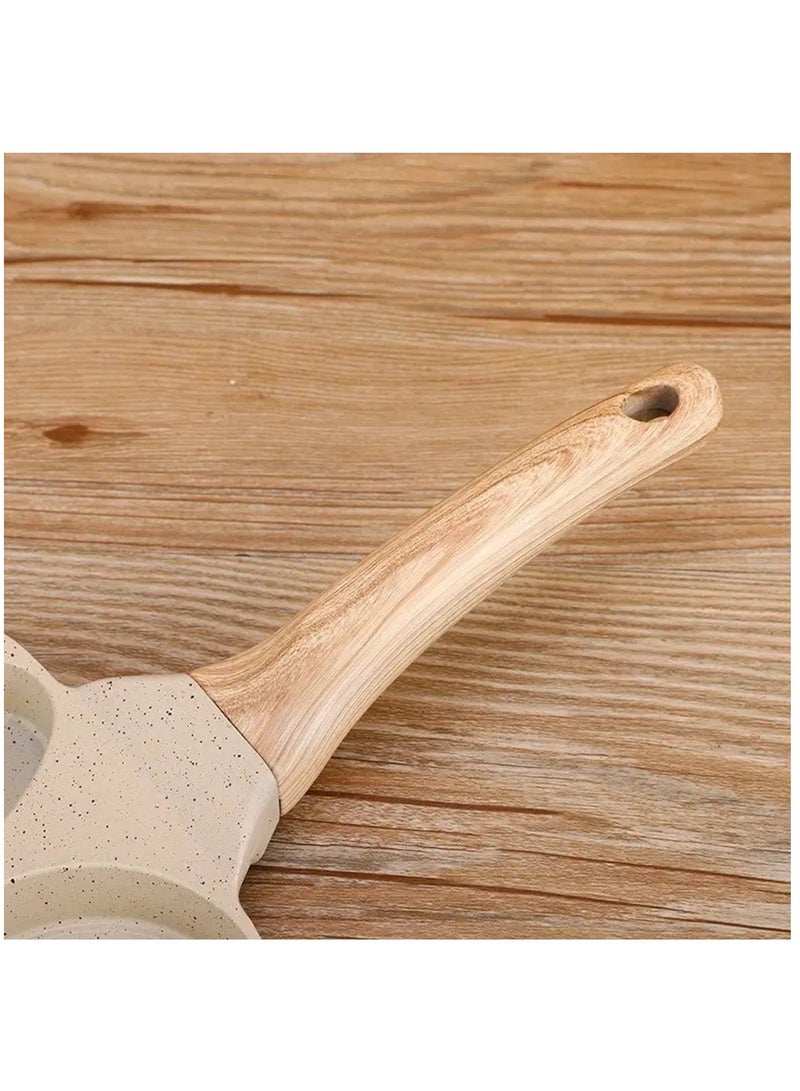 Sun, Moon And Stars Household Multifunctional Four-holeFrying Pan Three-in-one Non-stick Breakfast Pan Portable Medical Stone Frying Pan, White - Image 3