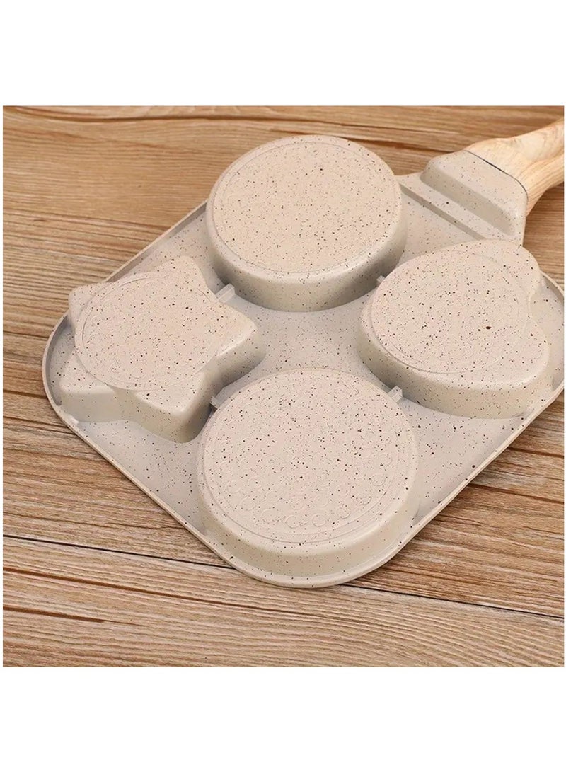 Sun, Moon And Stars Household Multifunctional Four-holeFrying Pan Three-in-one Non-stick Breakfast Pan Portable Medical Stone Frying Pan, White - Image 5