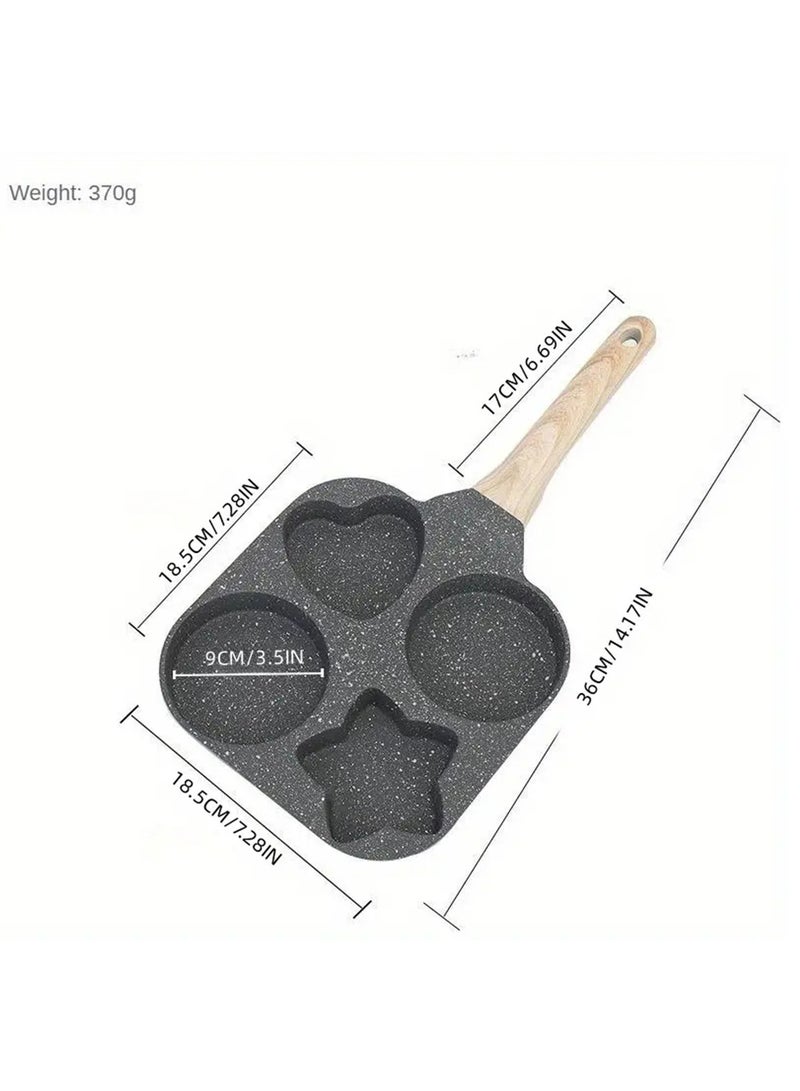 Sun, Moon And Stars Household Multifunctional Four-holeFrying Pan Three-in-one Non-stick Breakfast Pan Portable Medical Stone Frying Pan, White - Image 4