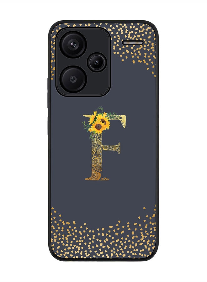 Stylizedd Rugged Case for Xiaomi Redmi Note 13 Pro Plus Case Cover- Custom Monogram Initial Letter Mandala Floral Pattern Alphabet - F(Grey) - Image 1