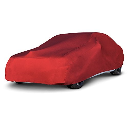 Budge RSC-3 Indoor Stretch Car Cover, Luxury Indoor Protection, Soft Inner Lining, Breathable, Dustproof, Car Cover fits Cars up to 200", Red, Size 3: Fits up to 16'8" - Image 1