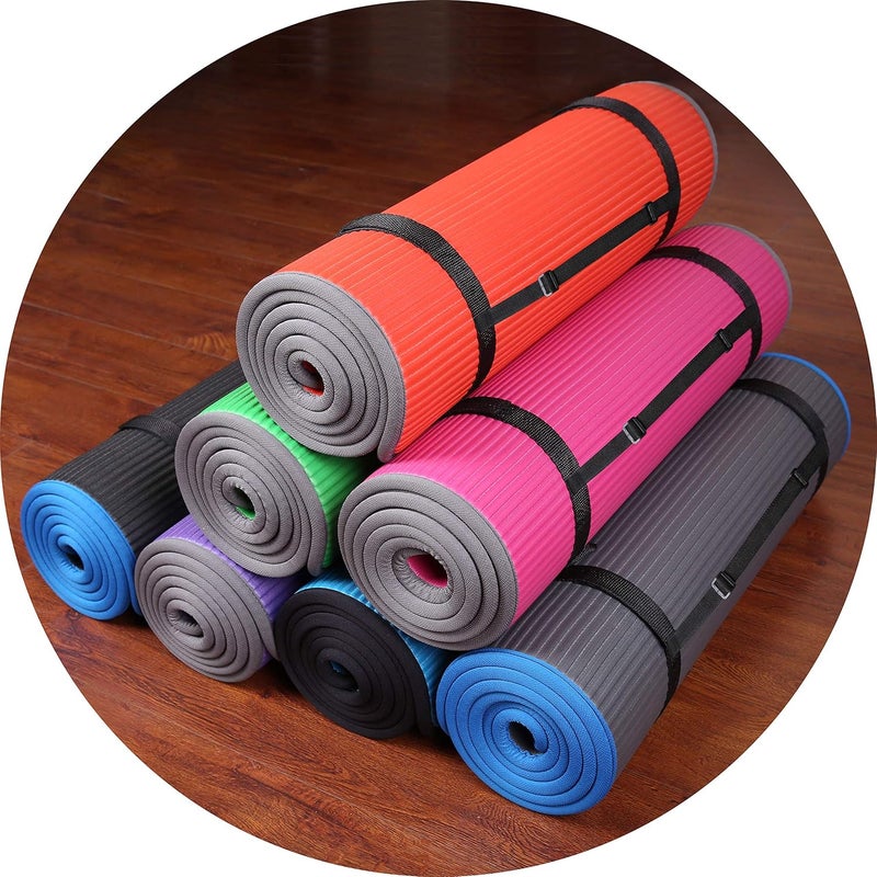 Fitvids حصيرة بالانس فروم متعددة الأغراض فائقة السُمك عالية الكثافة مانعة للانزلاق للتمارين الرياضية والبيلاتس واليوغا مع حزام حمل (طول 72 بوصة × عرض 24 بوصة × سمك 2/5 بوصة) - Image 3