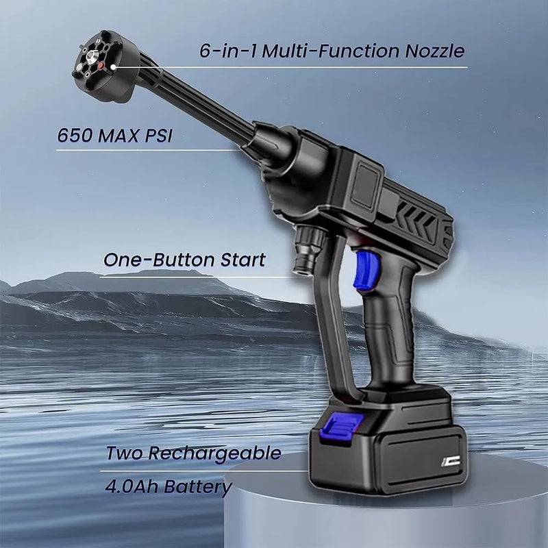 AxrParv 6 in 1 Cordless Portable Pressure Washer Gun 48V 12000mah High Pressure Water Gun Cordless Pressure Washer with 6 in 1 Adjustable Nozzle Portable Power Washer for Car Window Cleaning - Image 4