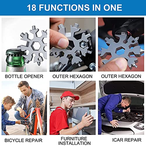 EMNDR 18-in-1 Multi-Purpose Screwdriver Tool, Snowflake Multi-Tool, Key-chain-screwdriver, Bottle Opener Tool, Portable Keychain Multitool Wrench - Image 5