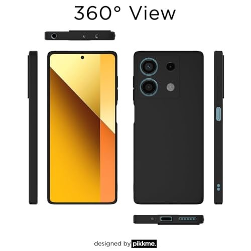Pikkme Redmi Note 13 5G Back Cover Camera Protection Shockproof Soft Matte Silicone Back Case for Redmi Note 13 5G (Black) - Image 3