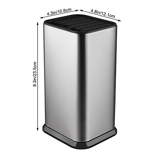 RedCall Universal Knife Block Without Knives,Modern Knife Holder for Kitchen Counter,Stainless Steel Knife Organizer with Scissors Slot & Sharpening Rod,Space Saver Rectangular Blocks & Storage - (Silver) - Image 2