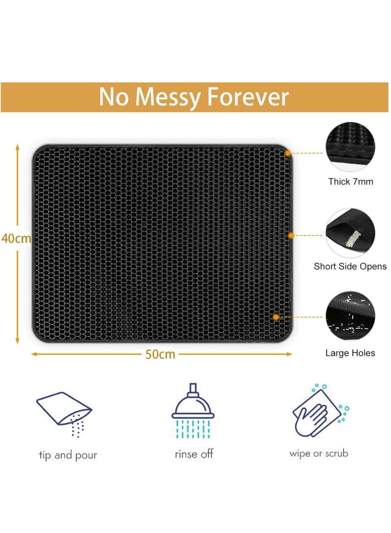 Generic Cat Litter Mat, 40x50cm Litter Trapping Mat for Cat Sand Litter Box Honeycomb Double Layer Design Waterproof Litter Mat Easier to Clean, Washable Pet Bed, BLACK  - Image 2