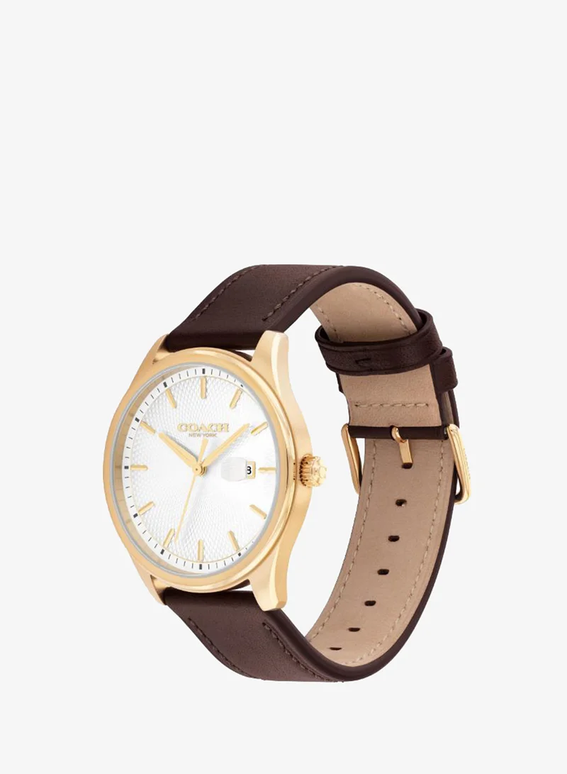 Coach  Quartz analog Watch Leather Strap for Men | Best Price UAE