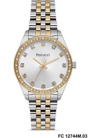 Ferrucci Women's Wristwatch Fc 12744M Silver-Gold Color Stone Original 2 Year Warranty + Bracelet Gift  - Image 1