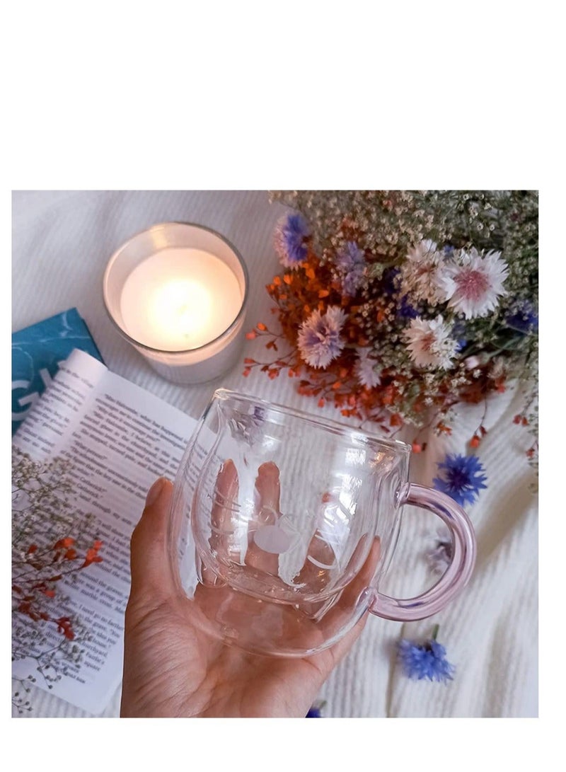 كابتن تيك Cute Mugs Glass Cups Double Wall Insulated Glass Espresso Cup, Coffee Cup, Tea Cup, Milk Cup, Best gift for Office and Personal Birthday (Purple Cat) - Image 4