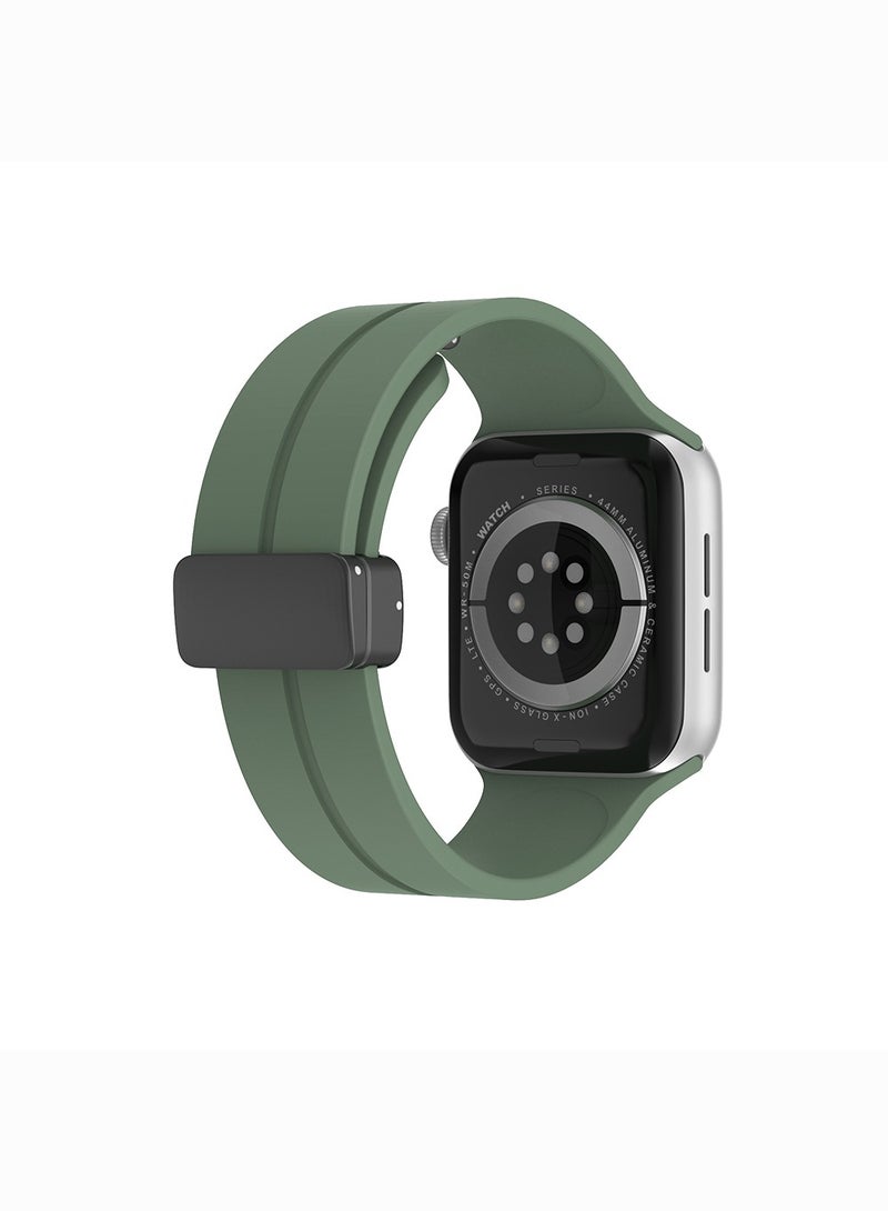 Soft Silicone Sport Watch Band with Magnetic Buckle Fits Apple Watch Ultra 2/Ultra Series 9/8/SE 2nd Gen/7/SE/6/5/4/3/2/1 Compatible with 42/44/45/49mm Case Sizes Also Compatible with Series 10 with 46mm Case Size - Image 3