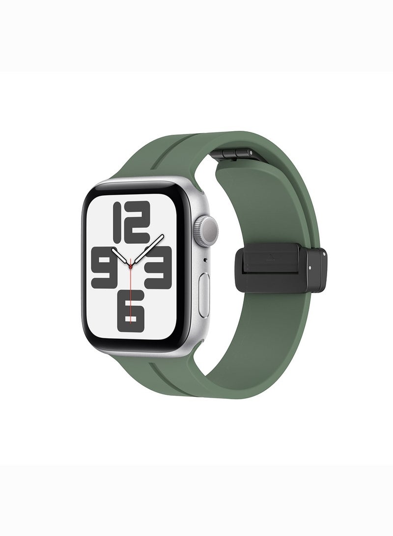 Soft Silicone Sport Watch Band with Magnetic Buckle Fits Apple Watch Ultra 2/Ultra Series 9/8/SE 2nd Gen/7/SE/6/5/4/3/2/1 Compatible with 42/44/45/49mm Case Sizes Also Compatible with Series 10 with 46mm Case Size - Image 2