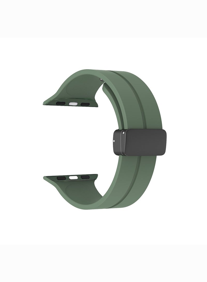 Soft Silicone Sport Watch Band with Magnetic Buckle Fits Apple Watch Ultra 2/Ultra Series 9/8/SE 2nd Gen/7/SE/6/5/4/3/2/1 Compatible with 42/44/45/49mm Case Sizes Also Compatible with Series 10 with 46mm Case Size - Image 4