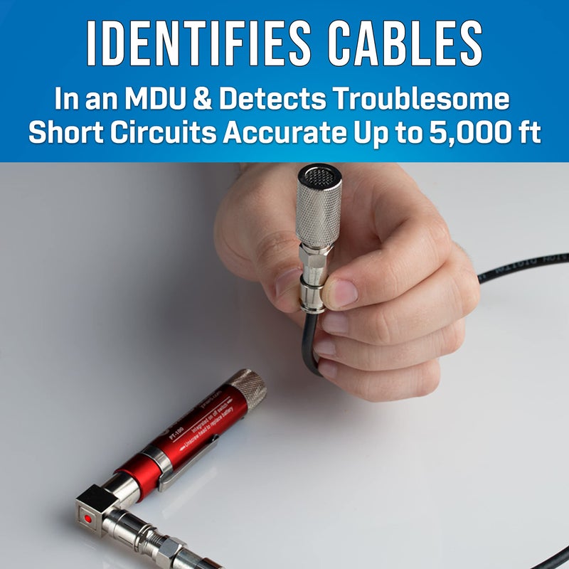 Jonard Tools PT-100 Coax Cable Wire Tracer Pocket Continuity Tester & Toner with Audible Beep and LED, Red - Image 1