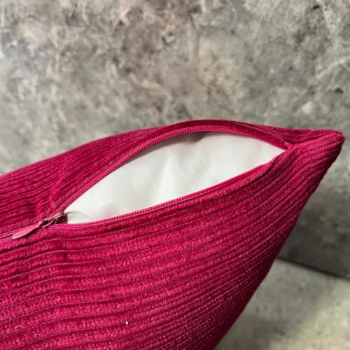 Guffaw / Corduroy/Stripped/Luxury Cushion Covers Standard Size 16"X16" Inches (Dark Pink, 2), 340 TC - Image 5