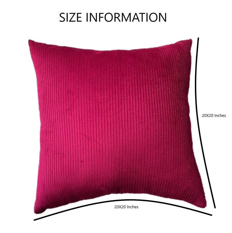 Guffaw / Corduroy/Stripped/Luxury Cushion Covers Standard Size 16"X16" Inches (Dark Pink, 2), 340 TC - Image 3