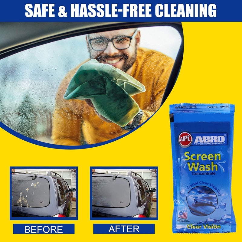 ABRO Windshield Car Wash Additive Fluid Concentrate Liquid Wipers Lubricated Streak Free & Anti Wiper Judder Formula Auto Detergent Glass Cleaner (20 Pcs) Elegant upgraded practical design - Image 4