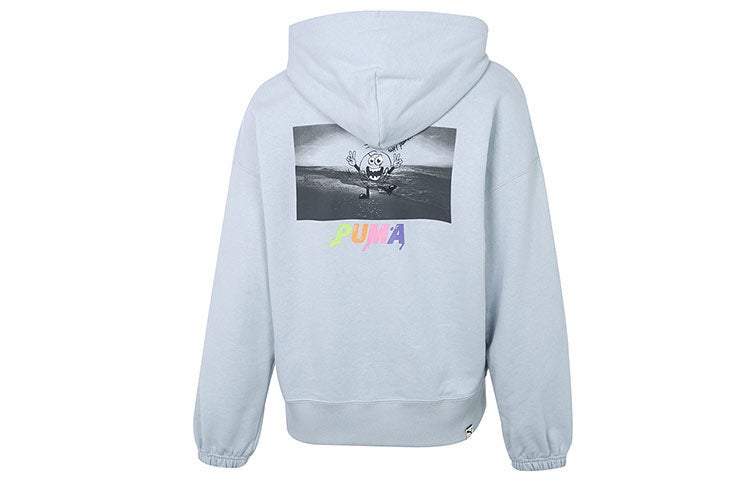 PUMA (WMNS) PUMA Downtown Logo Hoodie 'Teal' - Image 1