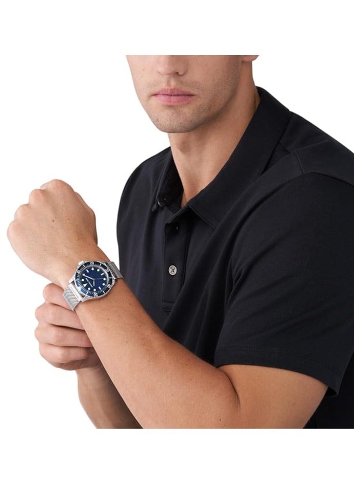 ام كي ساعة رجالية من الكوارتز باللون الفضي والفولاذ المقاوم للصدأ ومينا زرقاء 43 مم MK9082 - Image 4