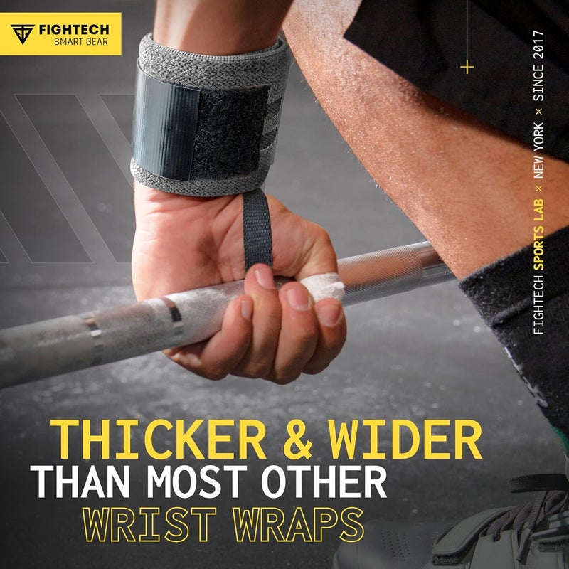 FIGHTECH Wrist Wraps for WeightLifting | 18 inch Professional Grade Lifting Wrist Wraps | Best for Powerlifting Competition, Strength Training, Bodybuilding (Gray, 18 Inch) - Image 3