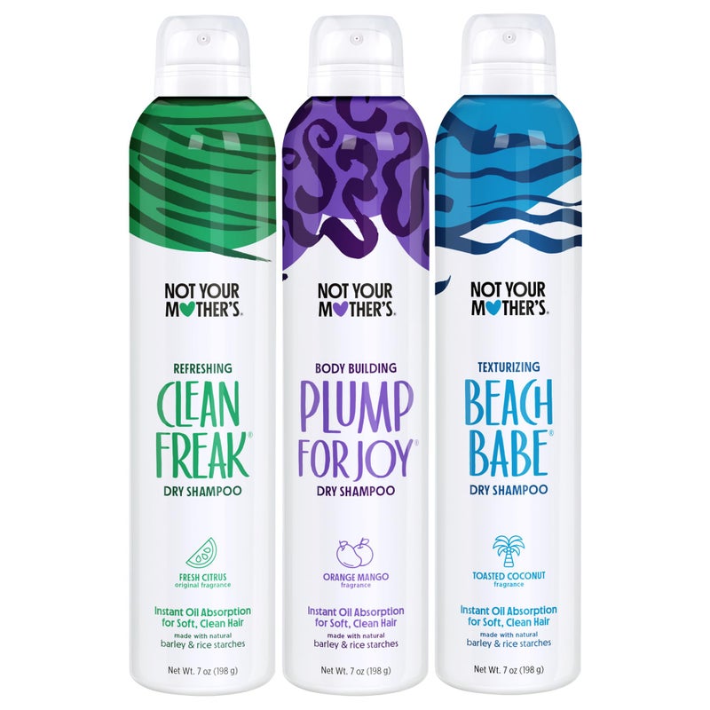 Not Your Mother's Dry Shampoo Spray Signature Assortment (3-Pack) - 7 oz Each - Clean Freak, Plump for Joy & Beach Babe - Instantly Absorbs Oil & Extends Style Life for Refreshed Hair - Image 1
