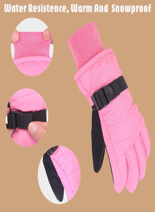 XTACER Boy's Girl's Kid's Ski Snow Gloves Snowboard Winter Warm Cold Weather Gloves for Boys Girls Children (Light Pink,10-12 Years) - Image 2