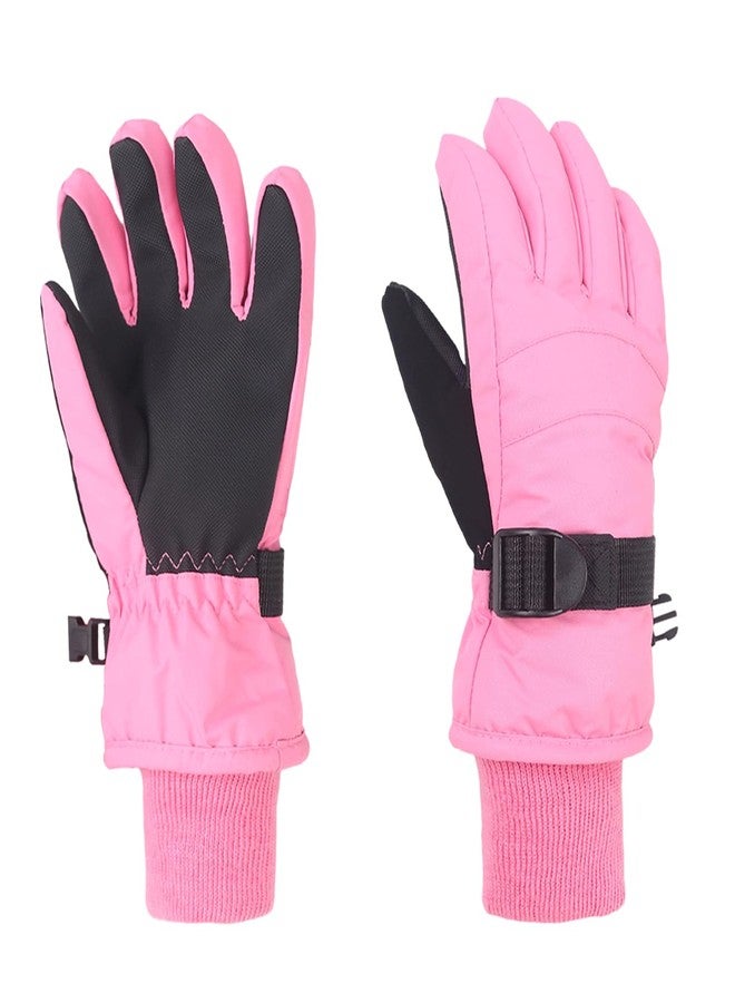 XTACER Boy's Girl's Kid's Ski Snow Gloves Snowboard Winter Warm Cold Weather Gloves for Boys Girls Children (Light Pink,10-12 Years) - Image 1